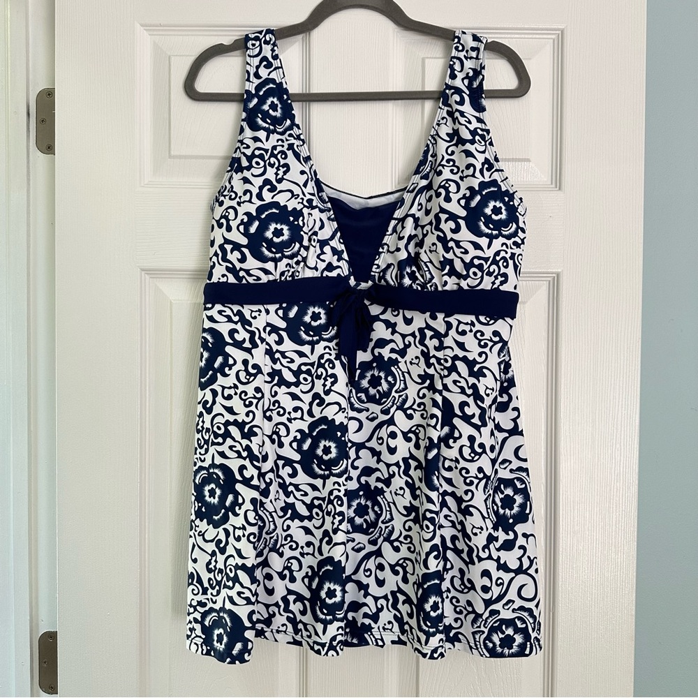 XXL navy blue and white swim dress bathing suit